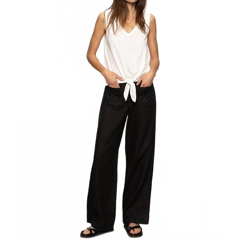 NEW SANCTUARY the linen marine wide leg pant in black - Picture 5 of 6